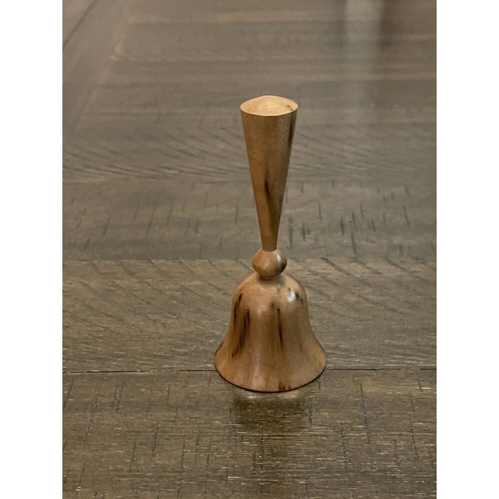Vintage Hand Turned Myrtlewood Wooden Bell Oregon Coast Souvenir w/ Label